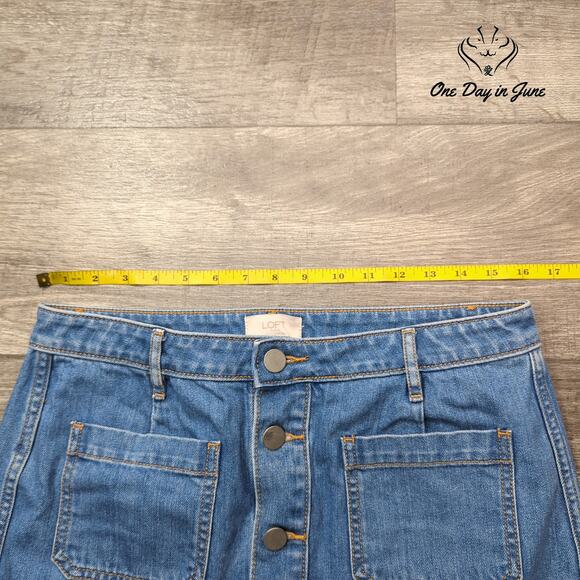 Loft Button Front Denim Skirt Size 8 - Picture 3 of 5